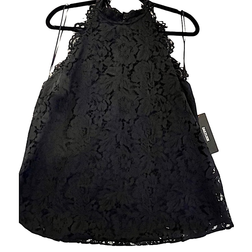 NWT- Olivia Grey Women’s Black Lace Halter Tank Top